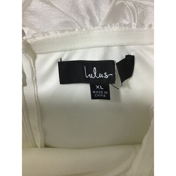 LULU'S XL Idyllic Muse White Organza Rosette Strapless Midi Dress NEW B126 - Picture 9 of 10